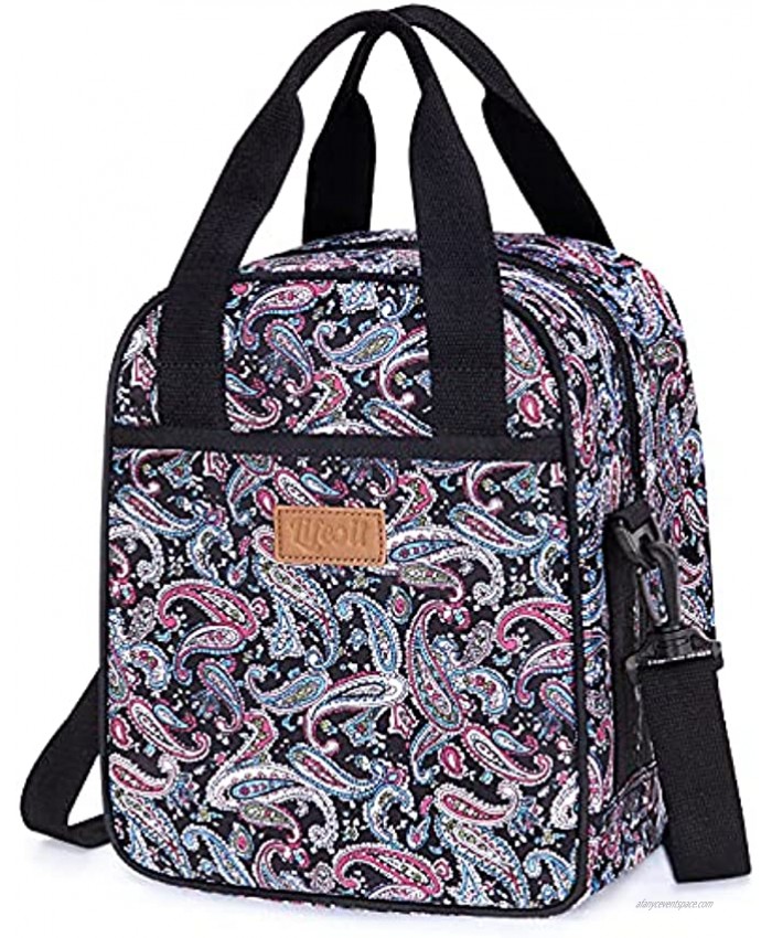 Lifewit Lunch Bag for women Insulated Lunch Box Cooler Soft Tote Bag Adjustable Shoulder Strap Container 7L Paisley Pattern