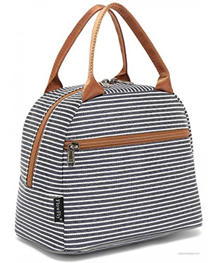 Lunch Bag Tote Bag Lunch Organizer Lunch Holder Insulated Lunch Cooler Bag for Women Men,White&Black Stripe