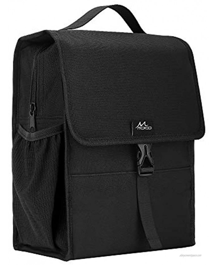 MoKo Insulated Lunch Bag Reusable Cooler Tote Bag Collapsible Multi-use Lunch Box Thermal Lunch Sack with Zipper Closure for Travel Picnic School Office Black