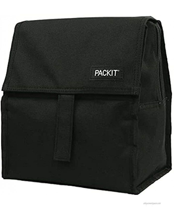 PackIt Freezable Lunch Bag with Zip Closure Black