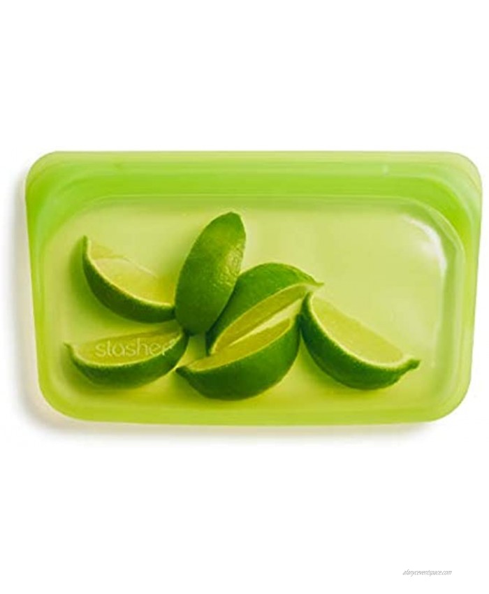 Stasher Platinum Silicone Food Grade Reusable Storage Bag,Lime Snack | Reduce Single-Use Plastic | Cook Store Sous Vide or Freeze | Leakproof Dishwasher-Safe Eco-friendly |12 Oz