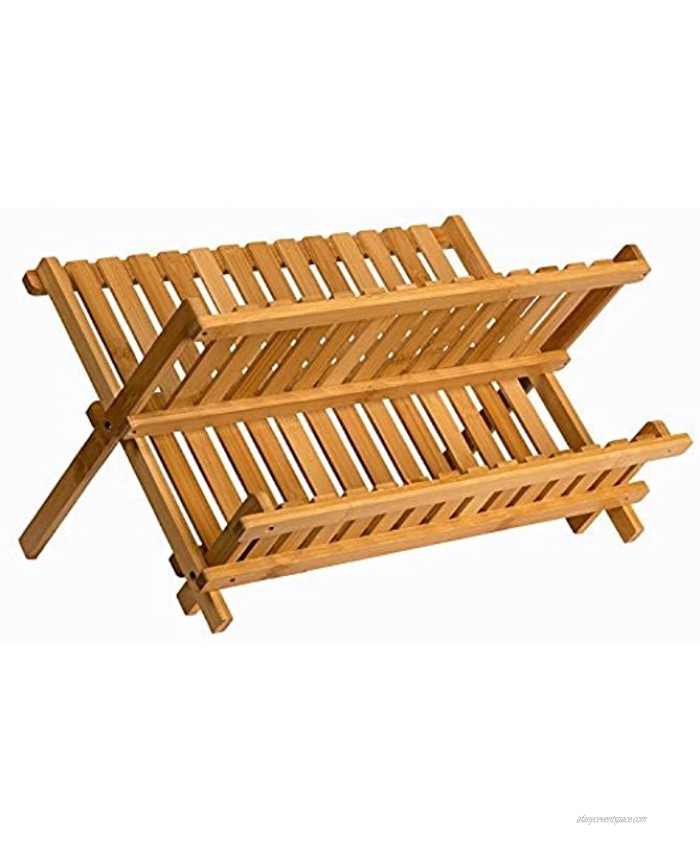 Sagler wooden dish rack plate rack Collapsible Compact dish drying rack Bamboo dish drainer
