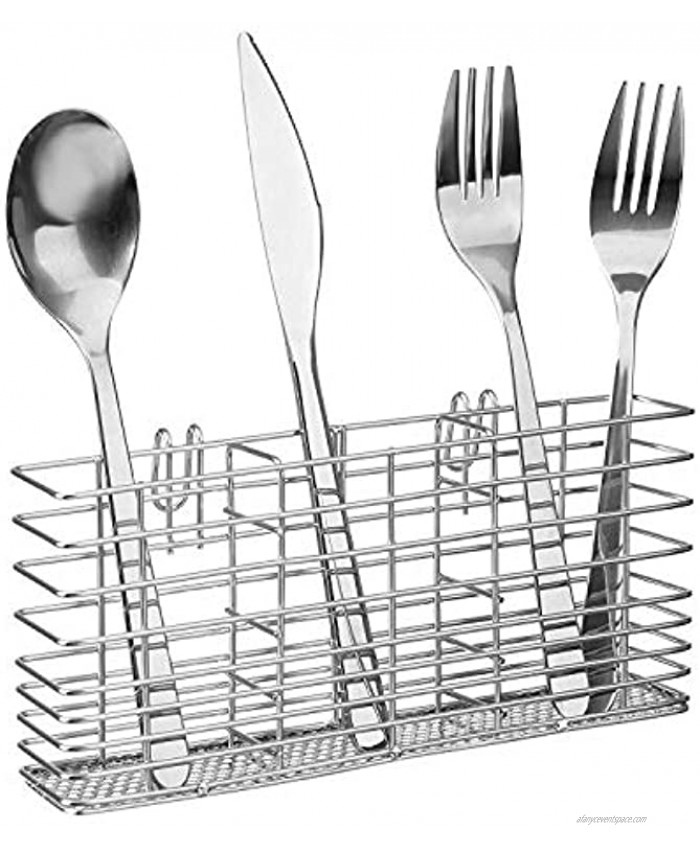 SANNO Stainless Steel Cutlery Utensil Holder Silverware Organizer Rack with Hooks Removable Drying Rack Silverware Holder Utensil Cutlery Basket Kitchen Dish Drainer Dish Drying Rack