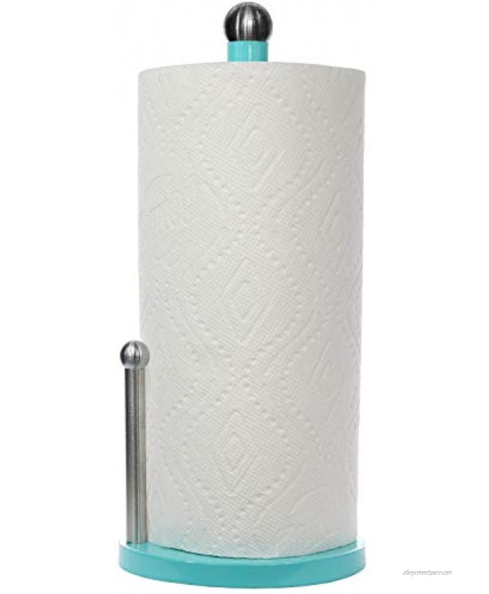 Blue Donuts Paper Towel Holder Countertop with Weighted Base Easy One-Handed Tear Paper Towel Holder Modern Paper Towel Holder Turquoise Paper Towel Dispenser Countertop