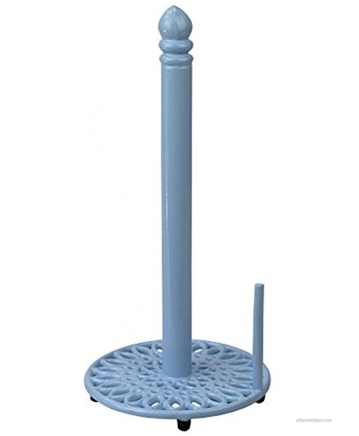 Home Basics Sunflower Cast Iron Paper Towel Holder with Dispensing Side Bar Free-Standing Kitchen Countertop Dinning Blue
