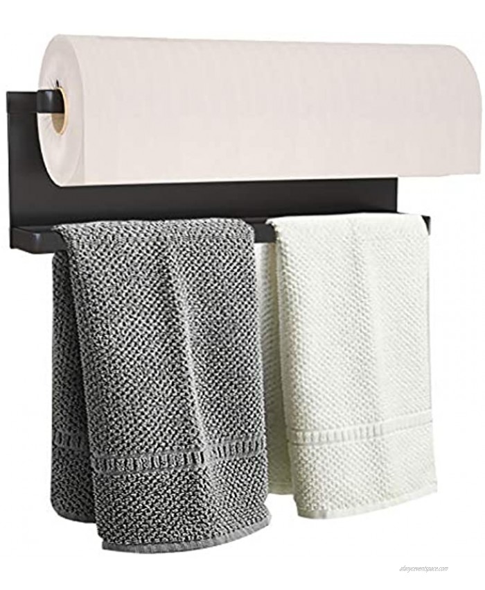 Magnetic Paper Towel Holder for Refrigerator Kitchen Towel Rack Magnetic Shelf Multi Function Made of Iron,Used for Kitchen,Bathroom,Toilet Drill Free Black Medium