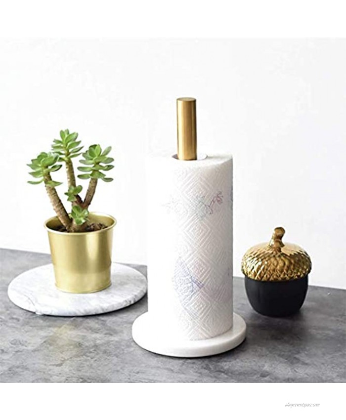 Marble Base Paper Towel Holder Weighted Base Sturdy Durable Rust-Proof for Kitchen Livingroom Bathroom Countertop white