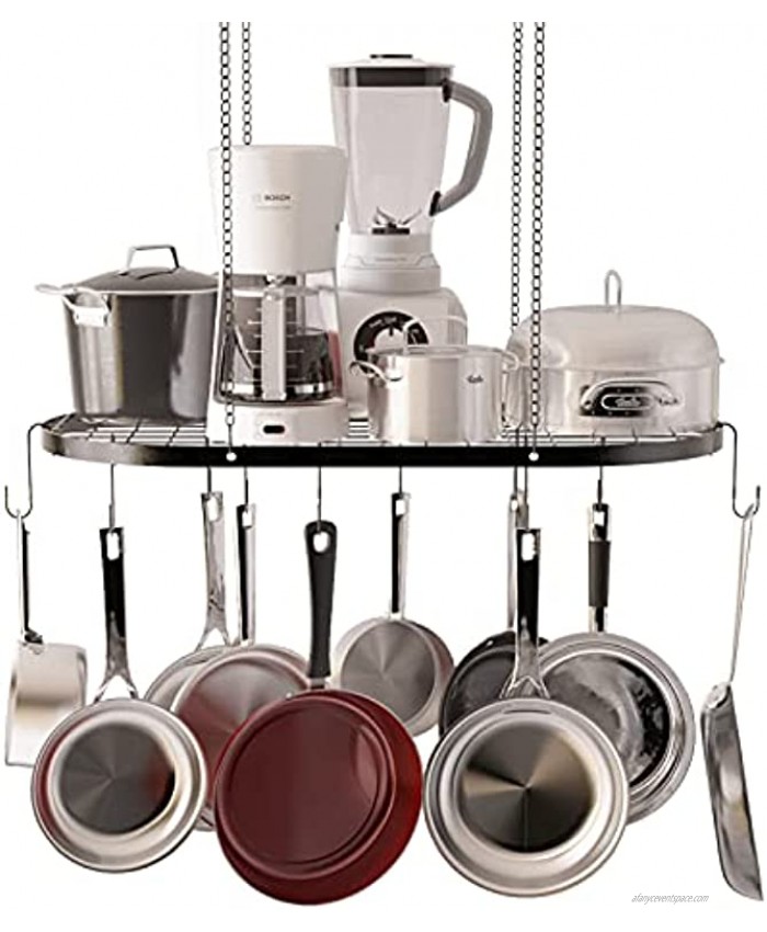 Hanging Pot Rack Pot and Pan Rack Ceiling Mount Cookware Rack Hanging Hanger Organizer with 10 Pot Hooks for Home Kitchen