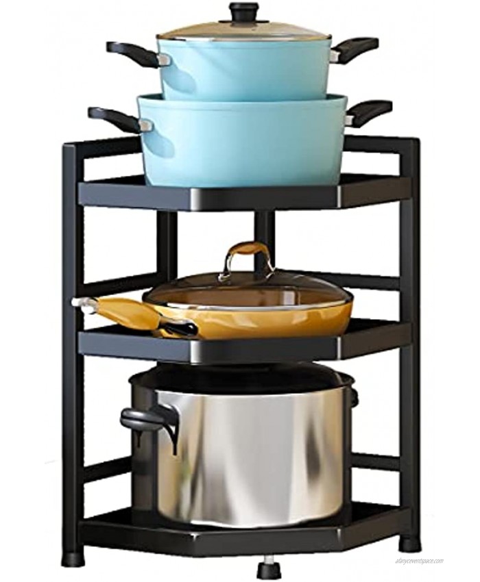 Three-tier Pot Rack Kitchen Pot and Pan Organizer Shelf Pot Lid Holders & Pan Rack Holds Heavy Pots and Cookware for Kitchen Counter and Cabinet