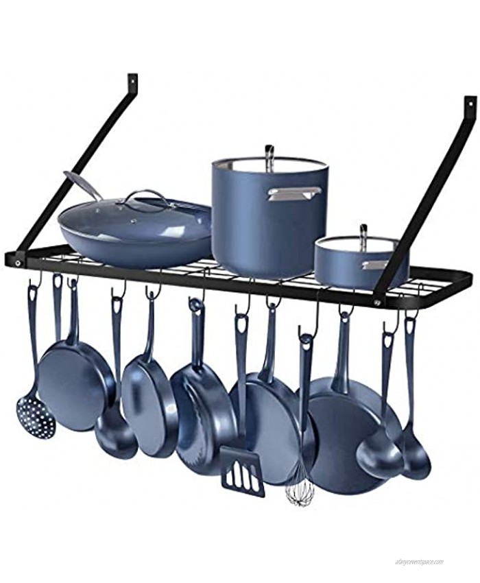 Wall Mounted Pots and Pans Rack Rottogoon Pot and Pan Organizer 30 Inch Wall Pot Rack with 12 Hooks Kitchen Rack OrganizerBlack