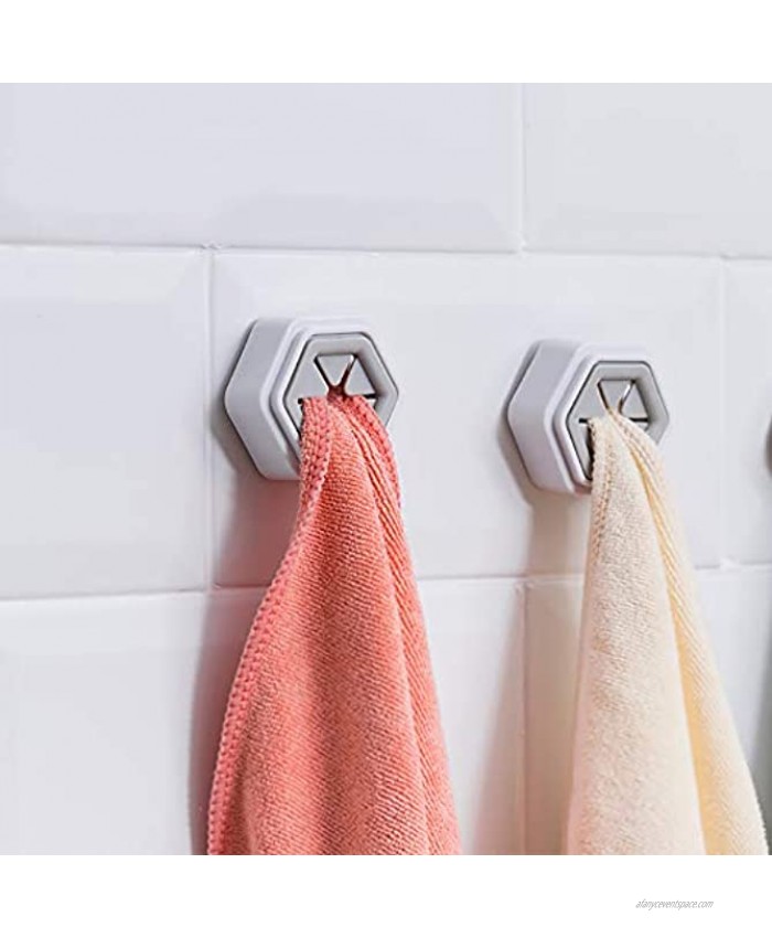 3 Pieces Kitchen Towel Hooks Hexagon Adhesive Towel Holder Wall Mount Hook Tea Towel Holder for Bathroom Self Adhesive Towel Holder Hanger No Drilling Required