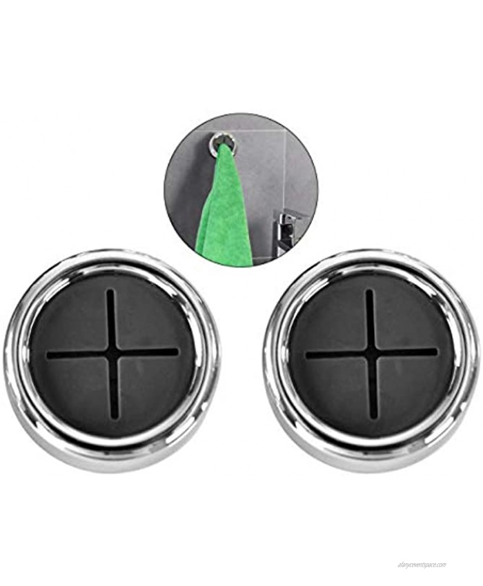 Home-X Self-Adhesive Hooks Hooks for Kitchen and Bathroom Towels Hanging Towel Grip No Drilling Required Set of 2 Towel Holders Silver Black Each 1 ½” D x 1 H