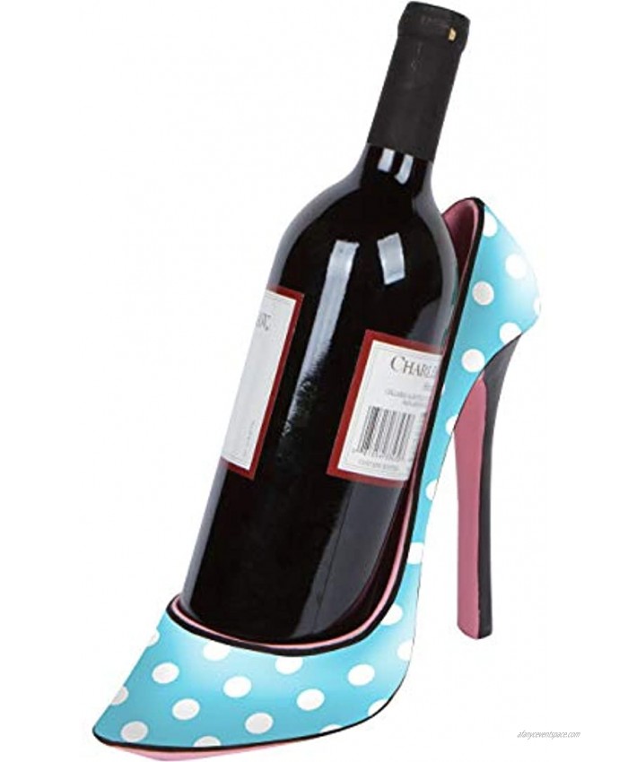 8.5 x 7H High Heel Wine Bottle Holder Stylish Conversation Starter Wine Rack By Hilarious Home Teal Dot
