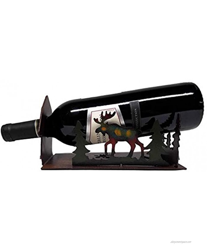 Cabin Decor Metal Wine Bottle Holder Moose