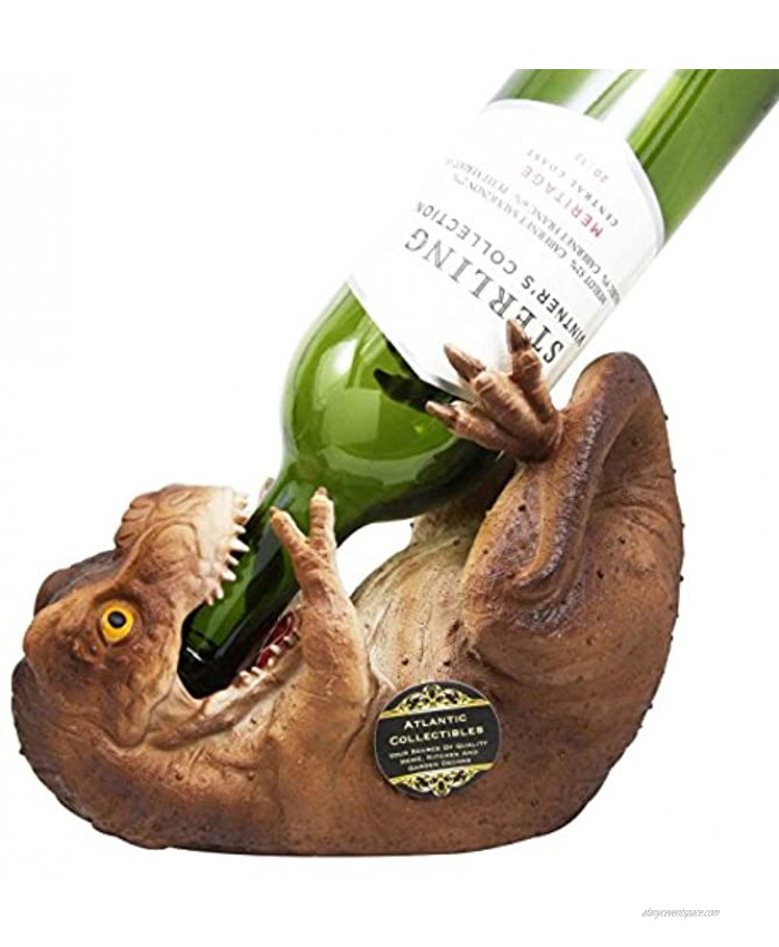 Ebros Prehistoric Dinosaur T-Rex Wine Holder 8.5Long Kitchen Party Hosting Jurassic Giant Wine Bottle Holder Caddy Figurine