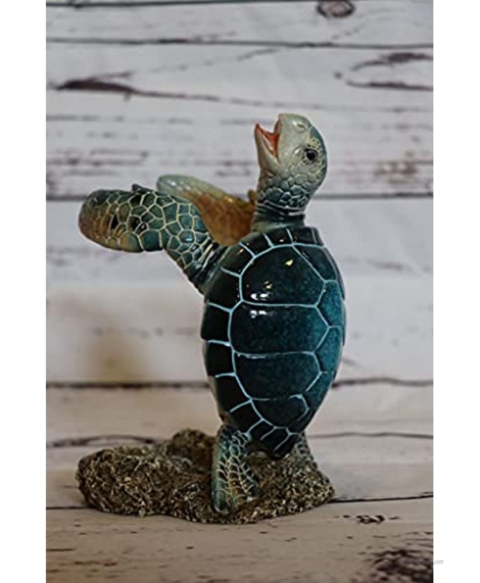 Globe Imports Blue Sea Turtle Resin Wine Bottle Holder 7.75 Inches Tall
