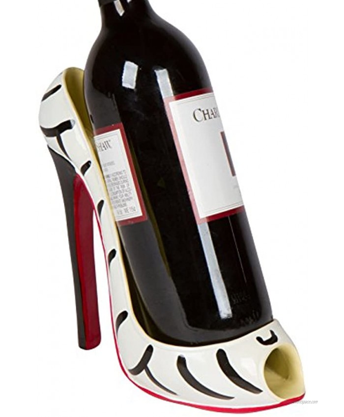 Hilarious Home 8 x 7H High Heel Wine Bottle Holder Stylish Conversation Starter Wine Rack Zebra