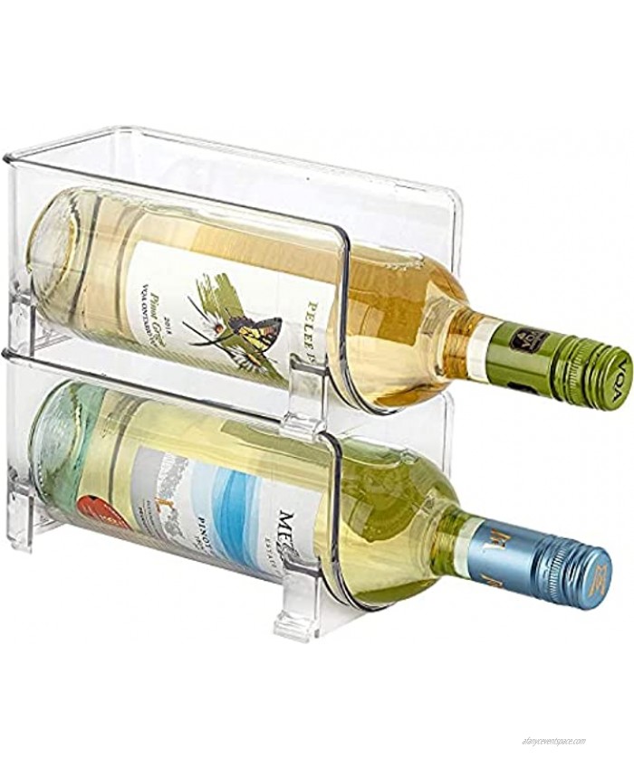 JINAMART Set of 2 Stackable Wine Storage Rack | Counter Top Wine Holder | Free Standing Organizer for Refrigerator or Kitchen Countertops Holds 2 Bottles
