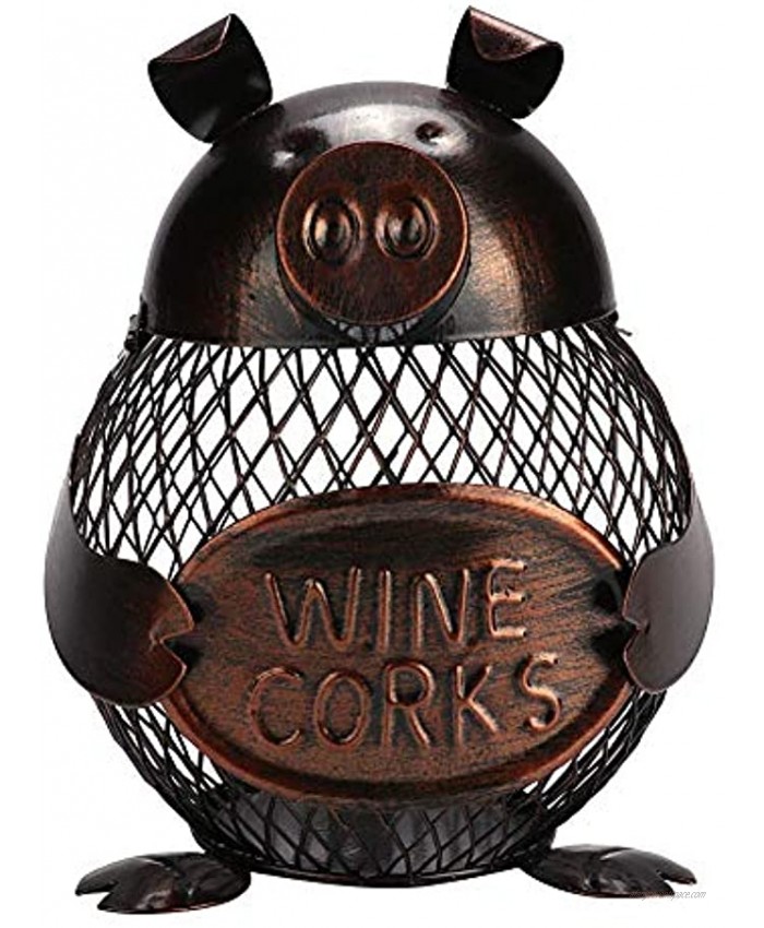 Pig Wine Cork Holders Iron Wine Cork Collector Container Table Decoration for Home Bar 6.3 x 4.7 x 4.7 in