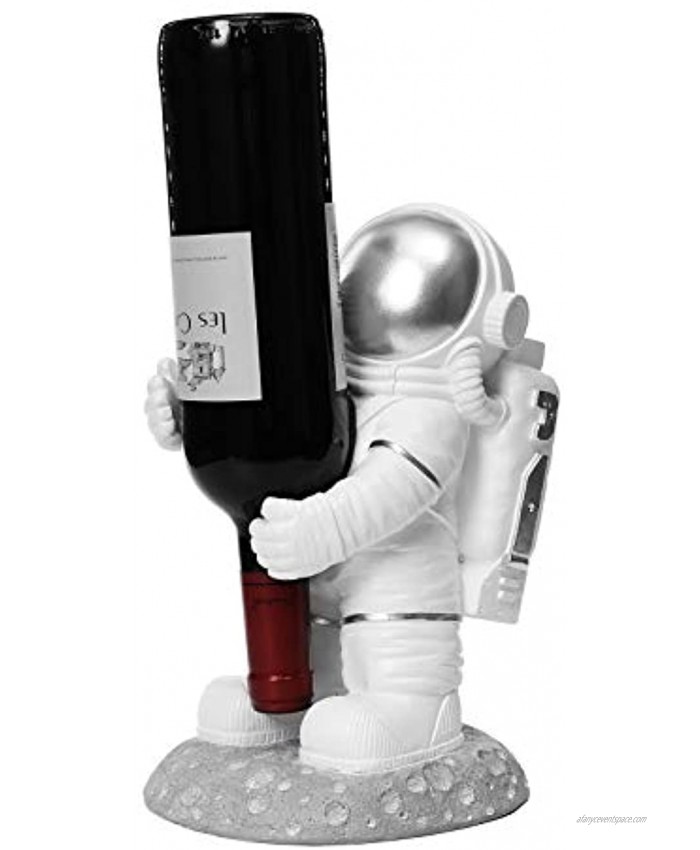 Resin Wine Bottle Holder Astronaut Shape Wine Rack Tabletop Wine Racks Wine Rack Bottle Holder for House Office Coffee Shop Bar Restaurant Party Gift A Silver
