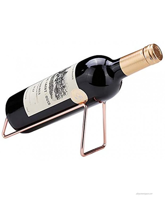 Simple design Wine Rack Metal Wine Rack Free Standing Countertop Wine Holder Geometric Design for Table Top Wine Bottle Storage Rack,Perfect Wine Holder Stand Rose Gold