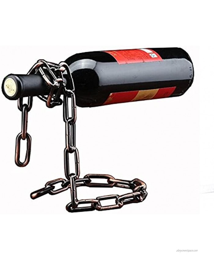 TBWHL Novelty Magic Wine Bottle Holder Floating Steel Link Chain Wine Bottle Rack Holder Holds Bottles in The Air（Bronze）