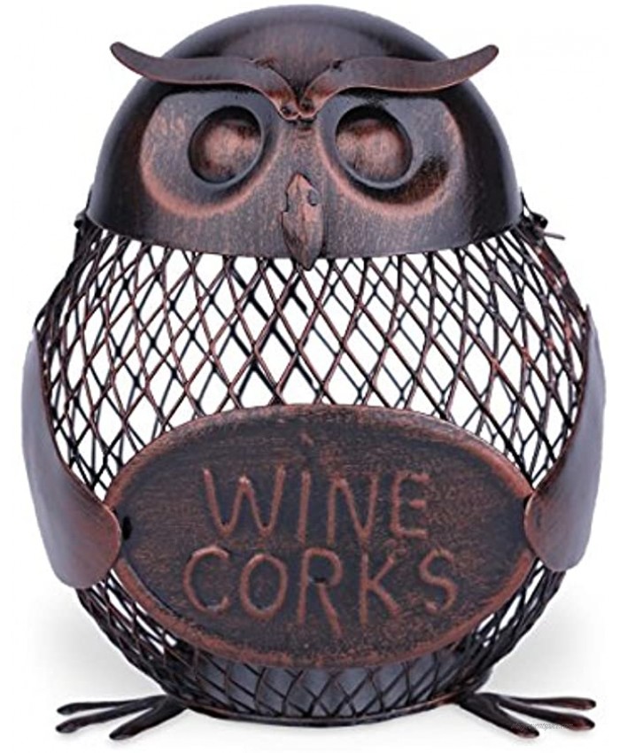 Too-arts Iron Owl Mesh Wine Bottle Holder Wine Cork Container Artwork