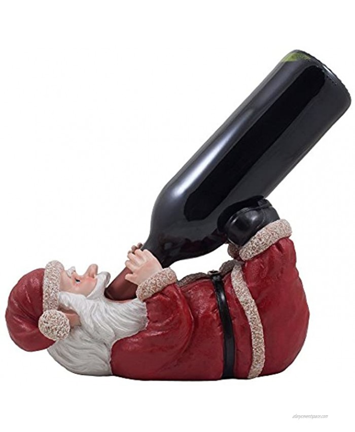 Whimsical Santa Claus Wine Bottle Holder Display Stand Statue As Decorative Christmas Decor for Home Bar and Kitchen Countertop Holiday Decorations Or Unique for Wine Lovers