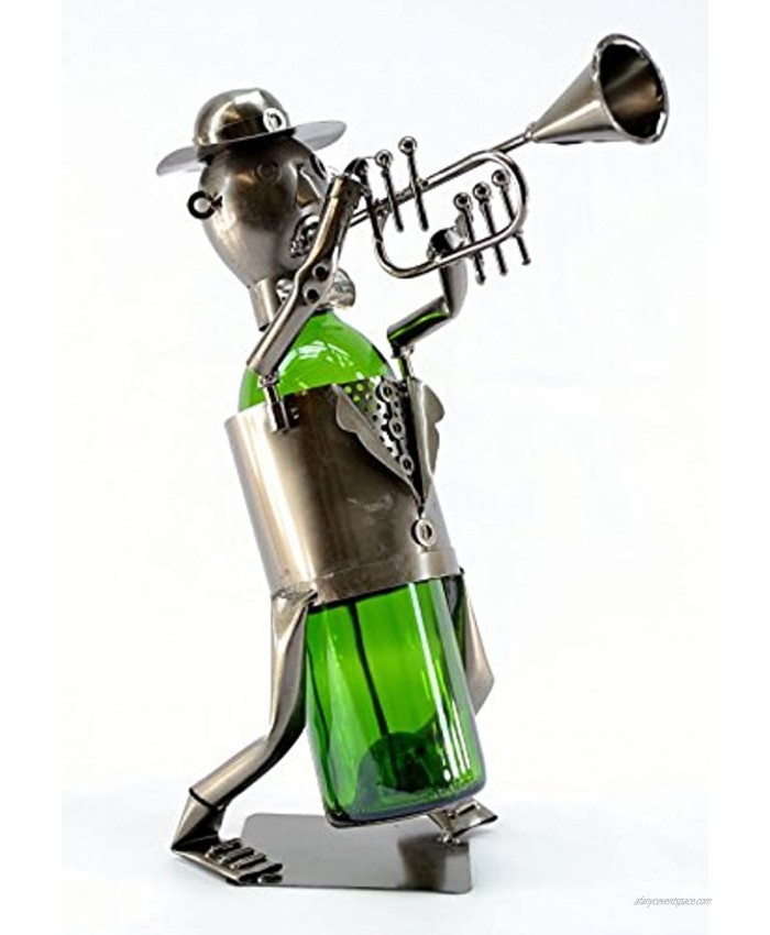 WINE BODIES Trumpet Player Metal Wine Bottle Holder Charcoal