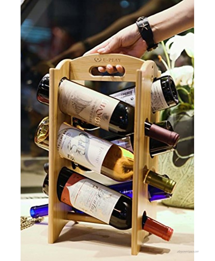 Wine Rack Countertop Portable Bamboo Wine Holder as Great Wine Gift for BYOB Restaurant Wine Tasting Party6-Bottle