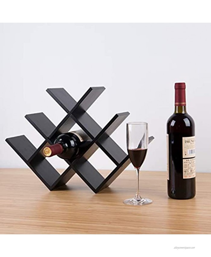 BAMBKIN 8-Bottle Bamboo Wine Rack Bottle Holder Countertop Removable Minimal Assembly Required Dark Bamboo