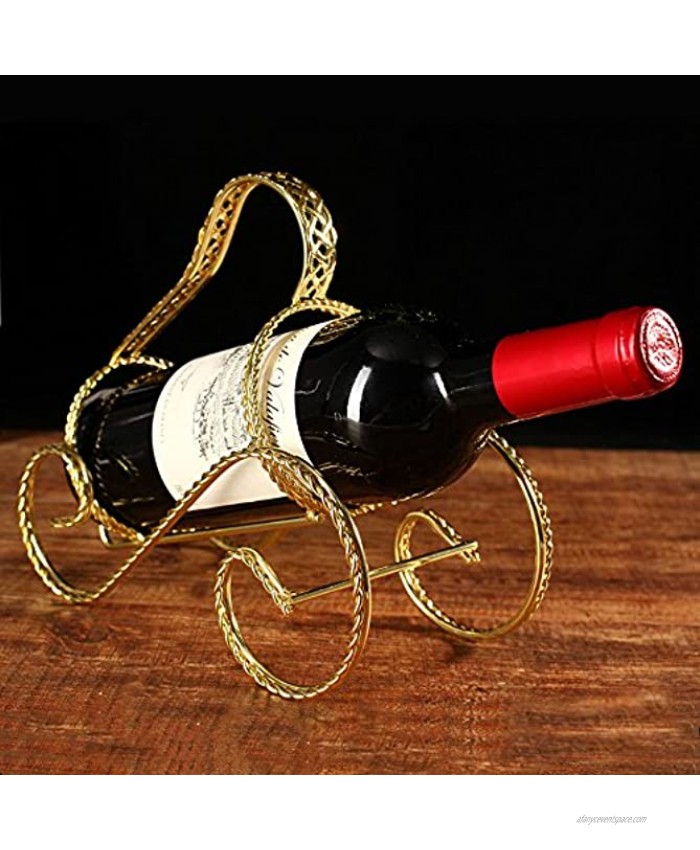 CdyBox Elegant Magic Metal Wire Wine Single Bottle Holder Stand Rack Golden