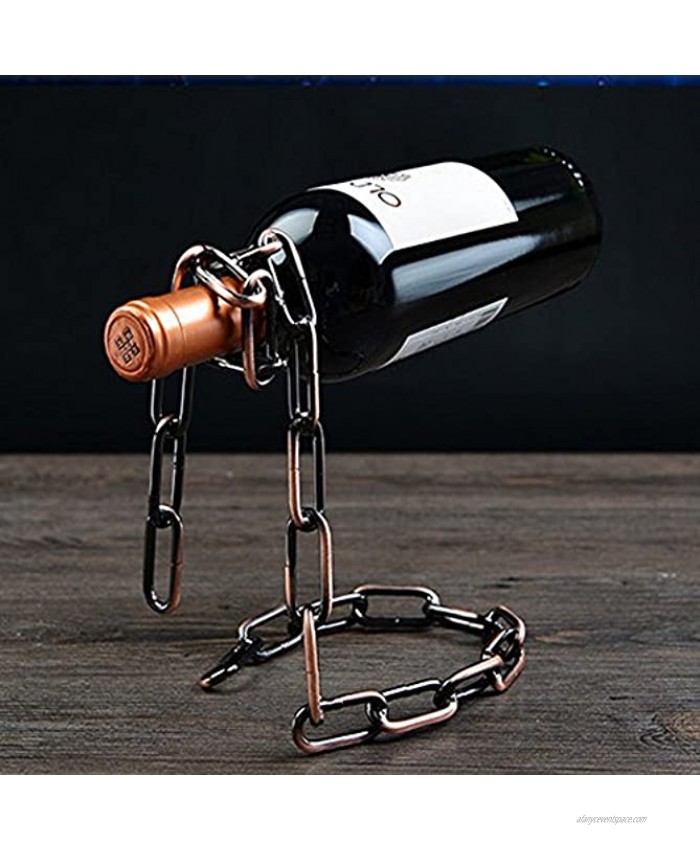 CdyBox Magic Iron Wine Bottle Holder Stand Rack Bar Gift Iron Chain