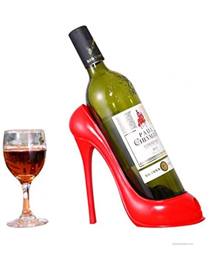 Emousport High Heel Shoe Wine Bottle Holder Stylish Rack Gift Basket Accessories for Home Red