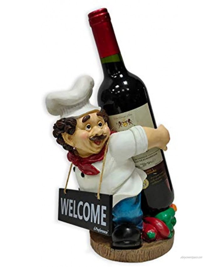 iPreference Wine Bottle Holder Sturdy Unique Chef Décor Wine Stand with Welcome Sign for Gift Restaurant Décor Display Bar