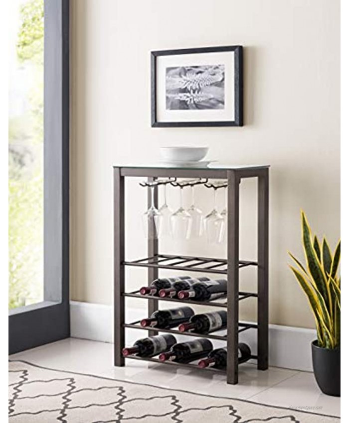 Kings Brand Furniture – Calhan Free Standing Wine Rack Storage Table with Glass Holder