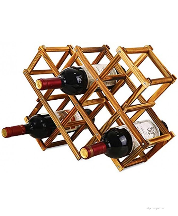 Lainrrew Wine Rack Foldable Wooden Wine Bottle Holder Wood Wine Storage Racks Wine Storage Shelf Wine Display Stand for Cabinet Home Kitchen