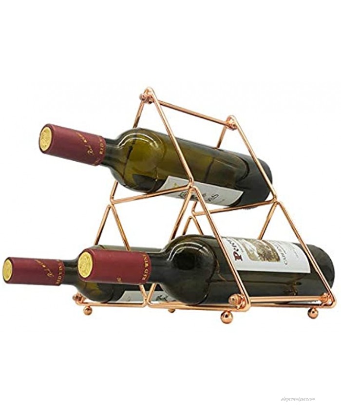 Metal Wine Rack Holder Storage Table Free Standing Iron Racks Countertop Decor Fit Slim Bottles up to 750 ml 4 Slot Rose Gold
