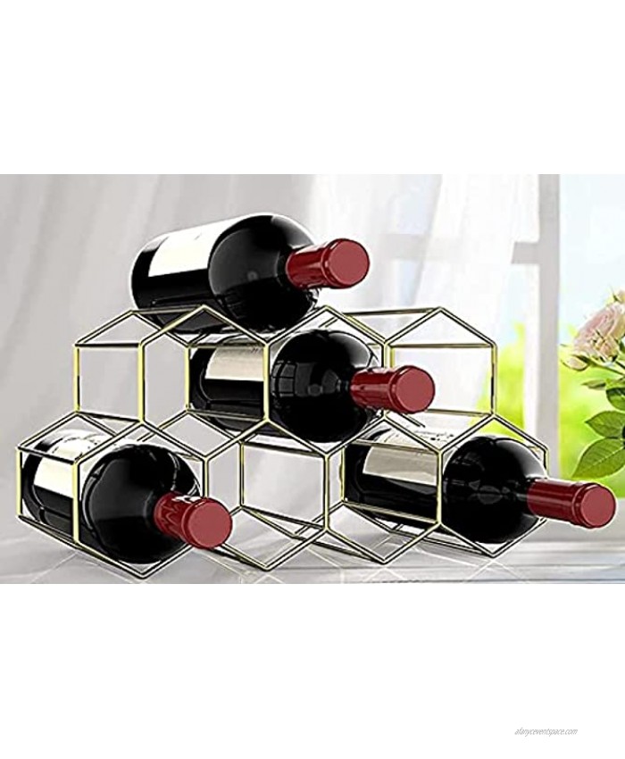 Metal Wine Racks Freestanding Tabletop Wine Rack Holders Stands ,Countertop Wine Bottle Storage Holder Gold 9 Bottle Metal Wine Rack Table Top Wine Organizer No Assembly Required