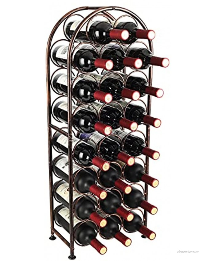 PAG 23 Bottles Arched Freestanding Floor Metal Wine Rack Wine Bottle Holders Stands Antique Brown