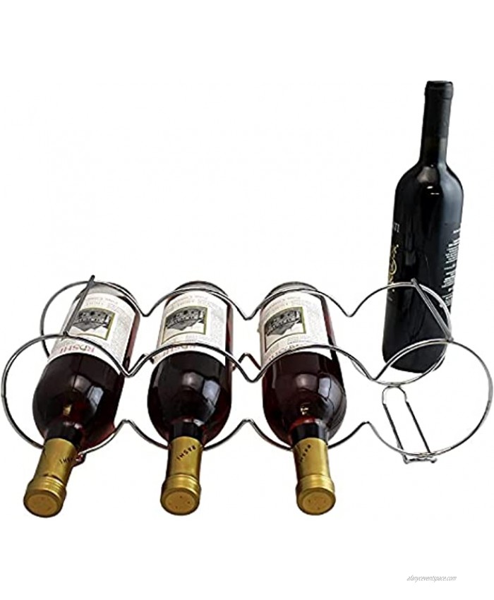 Stackable Table Top Wine Rack Each Holds 4 Bottles Keeps Bottles of Wine Horizontal to Prevent Oxidation Silver