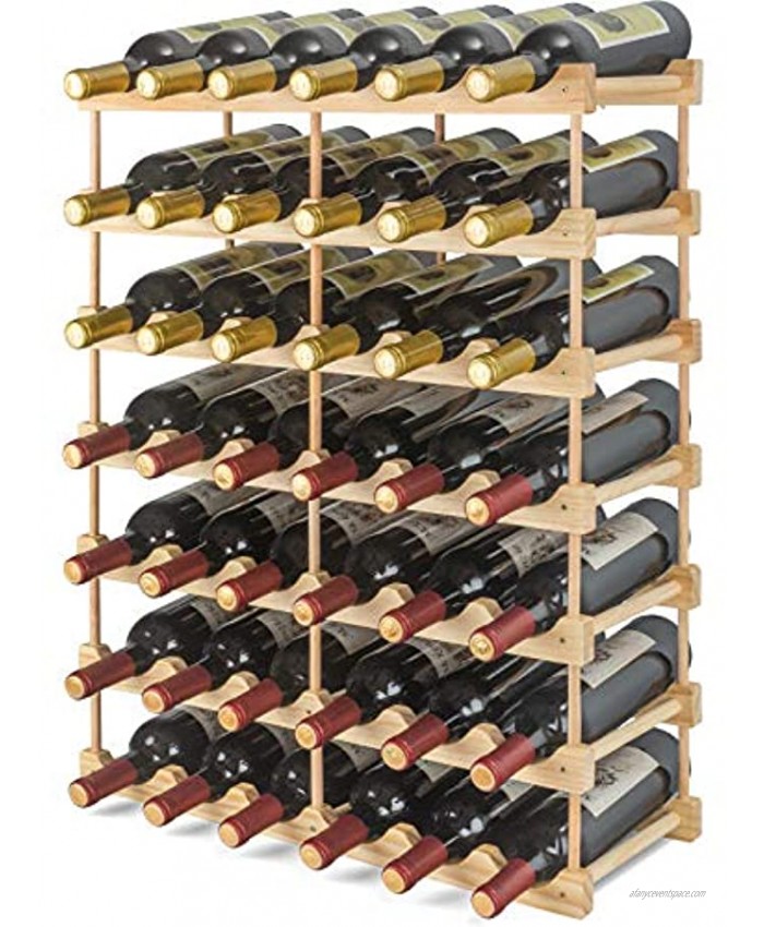 Wine Rack Freestanding Floor Storage 42 Bottle Capacity 7 Tiers Stackable Standing Large Wooden Wine Racks Vertical Modular Tall Wood Wine Holder for Pantry Bar Organizer Natural