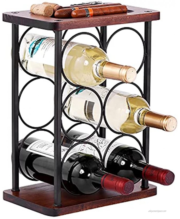 Wine Racks Countertop,HOWIDA Wooden Freestanding Floor Wine Holder Perfect for Home Decor,Kitchen,Cabinet Pantry,Bar tapletop 6 Bottles