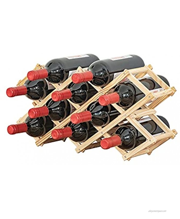 XKXKKE Foldable Wine Rack Countertop Wooden Wine Bottle Holders Stands for Counter Wine Display Shelf for 10 Bottles Wine Storage for Home Kitchen Bar Cabinets