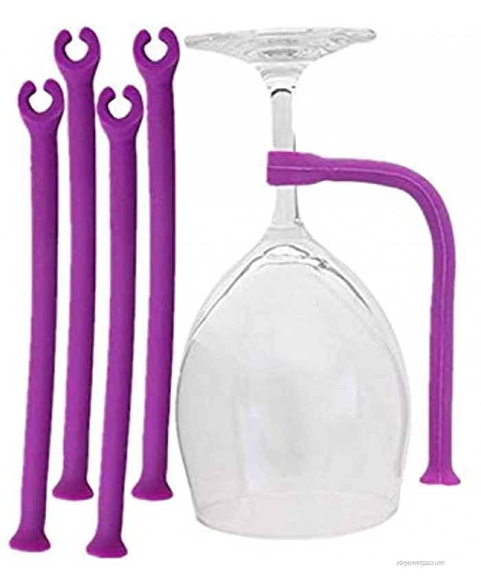 4 Pack Silicone Stemware Saver Flexible Stemware Holder Dishwasher Wine Glass Protector Tether Silicone Dishwasher Attachment by PPX purple