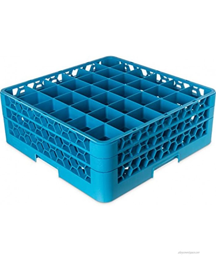 Carlisle RG36-214 OptiClean 36 Compartment Glass Rack with 2 Extenders 2-15 16 Compartments Blue Pack of 3