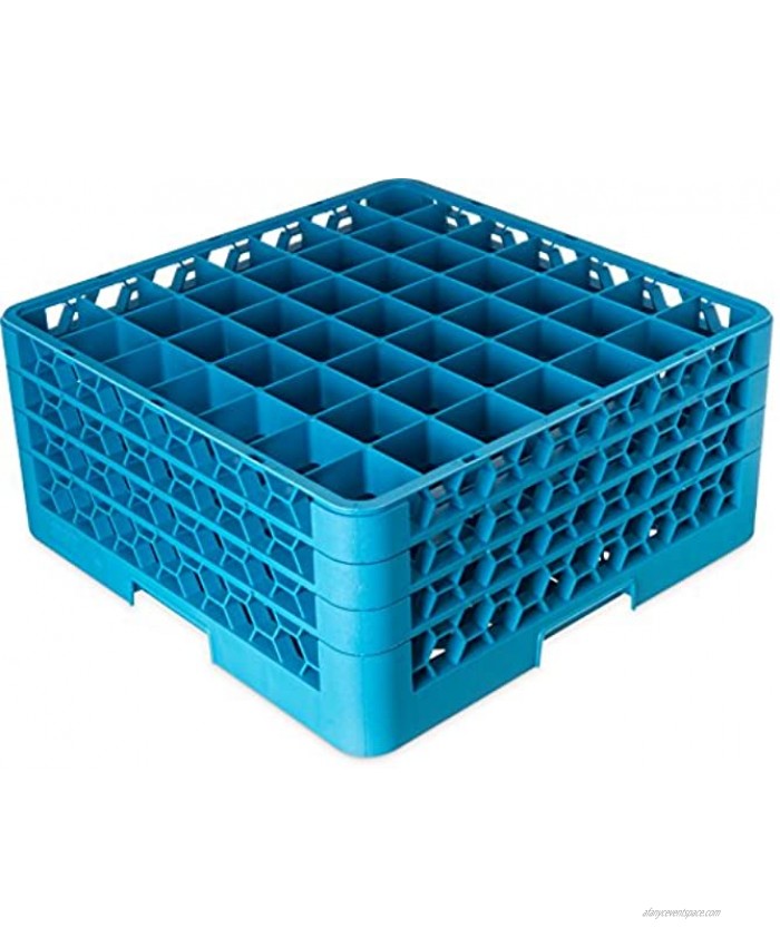 Carlisle RG49-314 OptiClean 49 Compartment Glass Rack with 3 Extenders 2-3 8 Compartments Blue Pack of 2