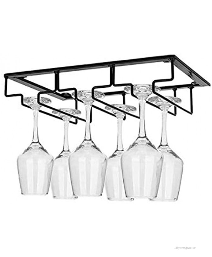 DS. DISTINCTIVE STYLE Home Bar Wine Glass Holder for DIY Hanging Wine Glasses Under Cabinet Stemware Hanger Rack Black