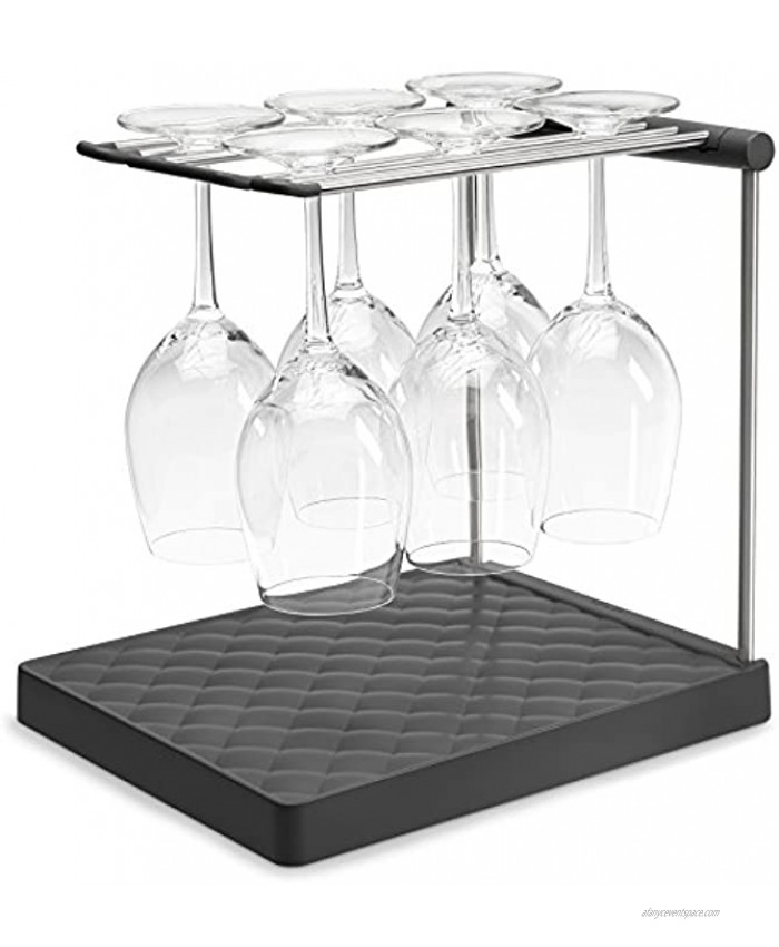 KOHLER Collapsible Wine Glass Holder or Drying Rack. Collapsible to 1.25 Holds Up To 6 glasses Charcoal