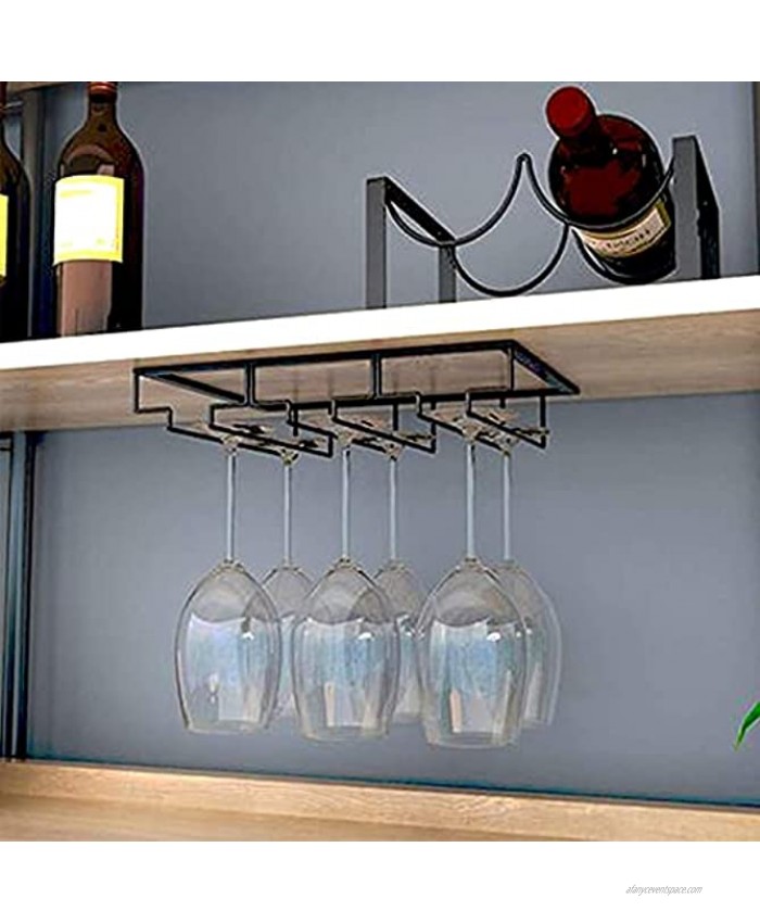 MXCELL Wine Glasses Rack Under Cabinet Stemware Cup Rack Storage Hanger for Cabinet Kitchen Bar 3 Rows